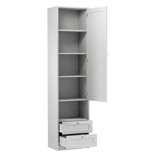 Armadio shabby 54x220h cm con vano comodino bianco Shubo