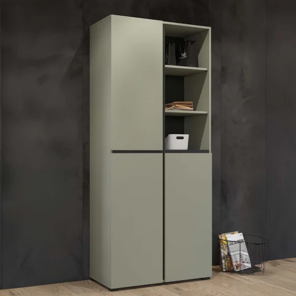 Armadio soggiorno 80x184h cm 3 ante 3 vani a giorno verde Lolla