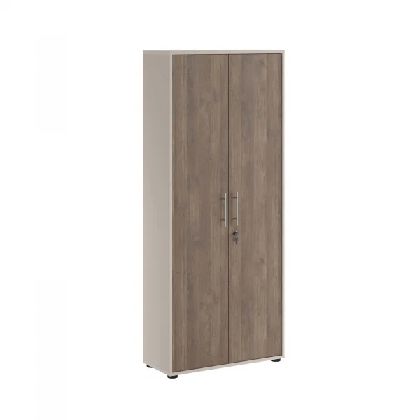 Armadio ufficio 79x188cm 2 ante con serratura beige cashmere noce Woody