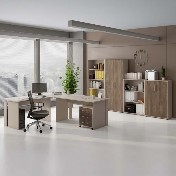 Arredo ufficio completo beige cashmere noce Woody