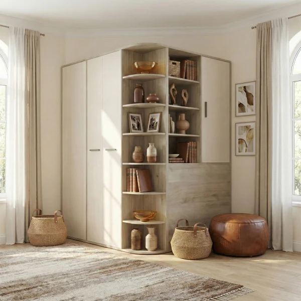 Cabina armadio 148x199h cm ad angolo rovere champagne beige Fabiana Gihome®