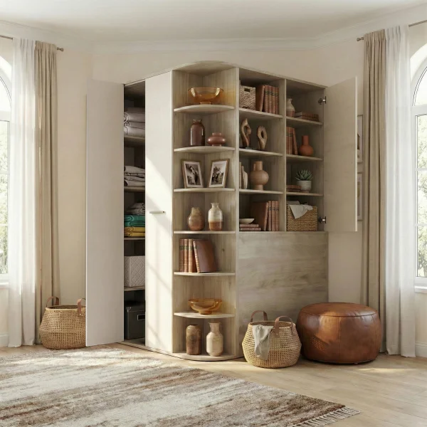 Cabina armadio 148x199h cm ad angolo rovere champagne beige Fabiana Gihome®