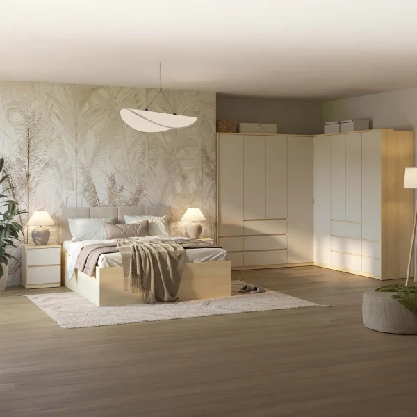 Camera da letto matrimoniale completa beige cashmere rovere Elvira