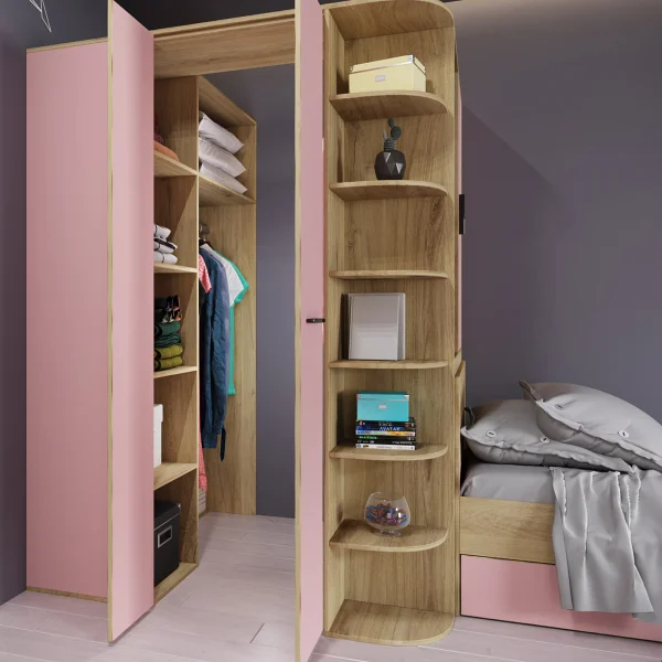 Cameretta 352x124cm con cabina armadio rovere rosa Fabio Gihome®
