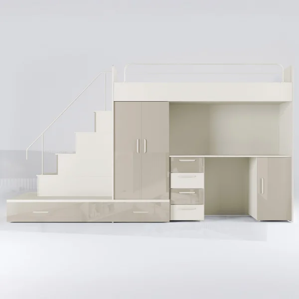 Cameretta bambini completa 2 letti singoli cashmere beige lucido Diego Gihome®
