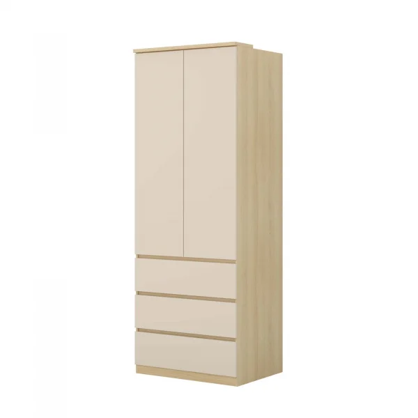 Cameretta per ragazzi con letto 120x200cm contenitore beige cashmere rovere Elvira