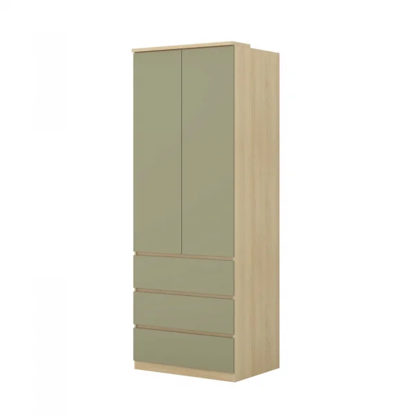 Cameretta per ragazzi con letto 120x200cm contenitore verde salvia rovere Elvira
