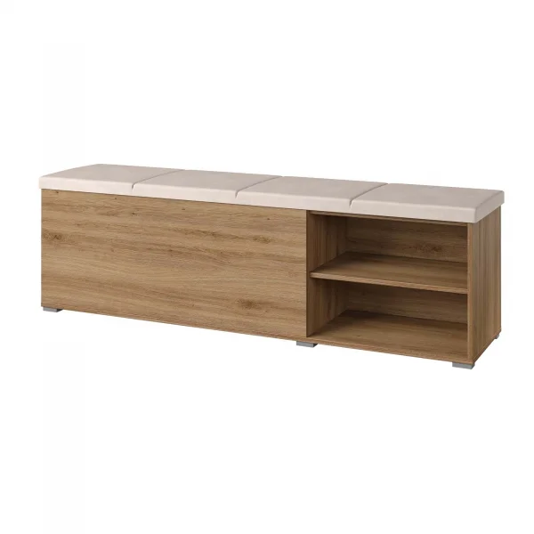 Cassapanca 160x48h cm 2 vani a giorno rovere beige Ama