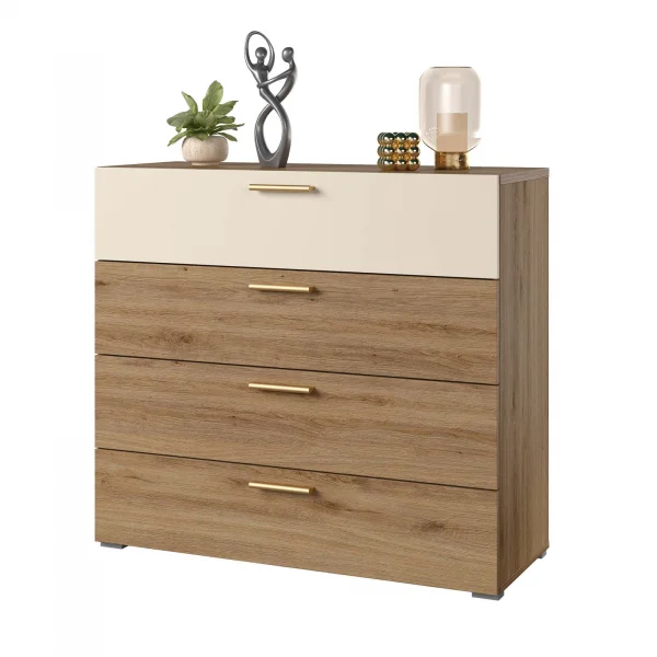 Cassettiera 100x91h cm 4 cassetti rovere beige Ama
