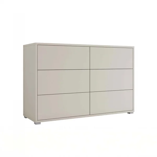 Cassettiera 120x73cm 6 cassetti moderna beige cashmere Eindhoven