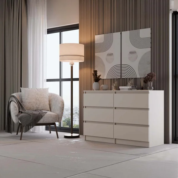 Cassettiera 120x75h cm 6 cassetti beige cashmere Kitri