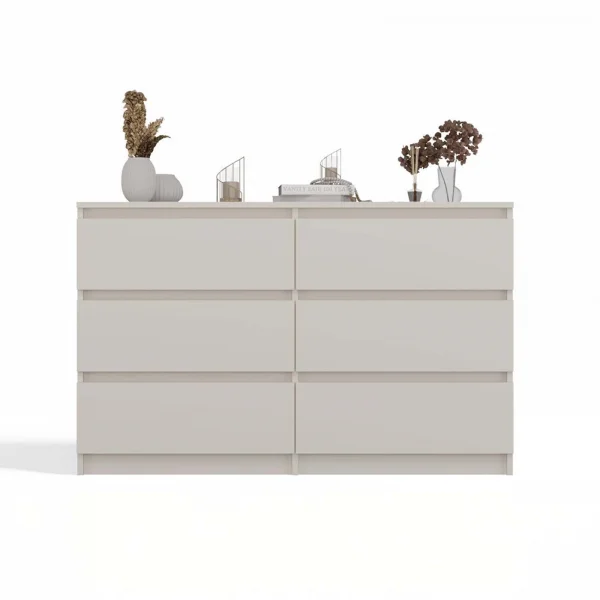 Cassettiera 120x75h cm 6 cassetti beige cashmere Kitri