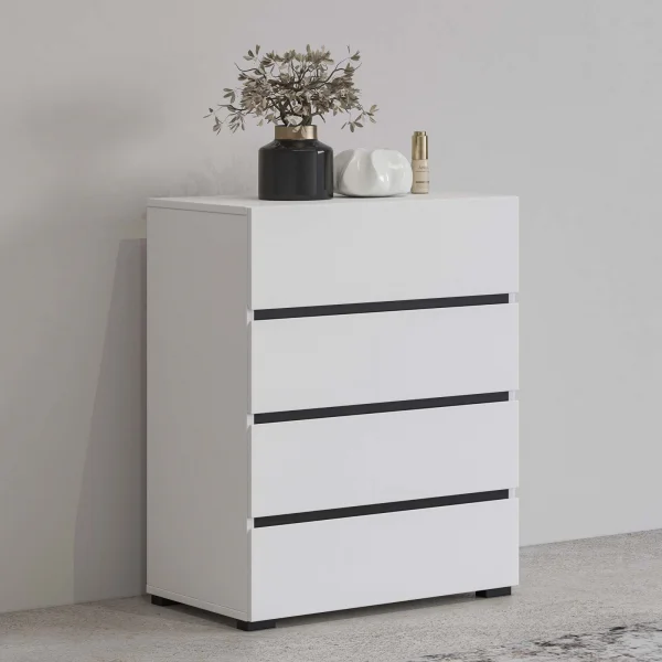 Cassettiera 60x79h cm 4 cassetti bianco Lolla