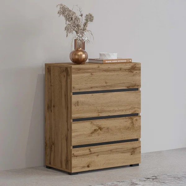 Cassettiera 60x79h cm 4 cassetti rovere Lolla