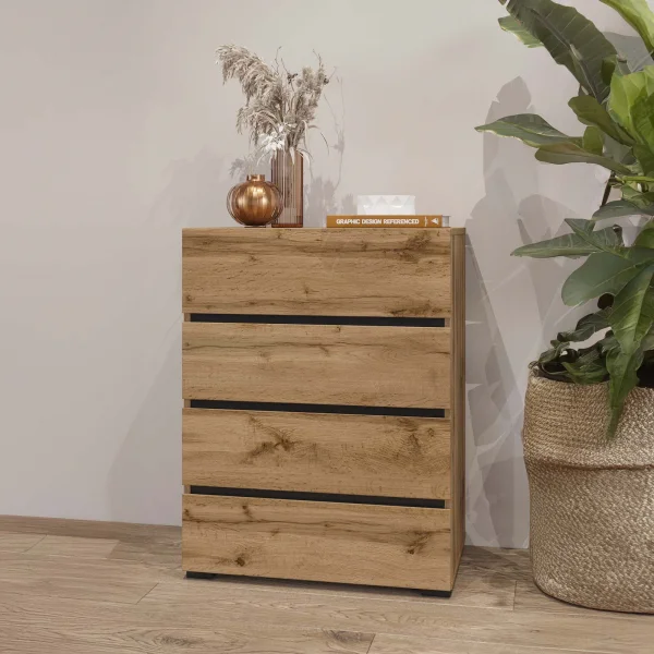 Cassettiera 60x79h cm 4 cassetti rovere Lolla