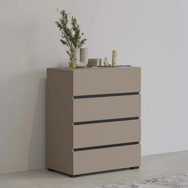 Cassettiera 60x79h cm 4 cassetti tortora Lolla