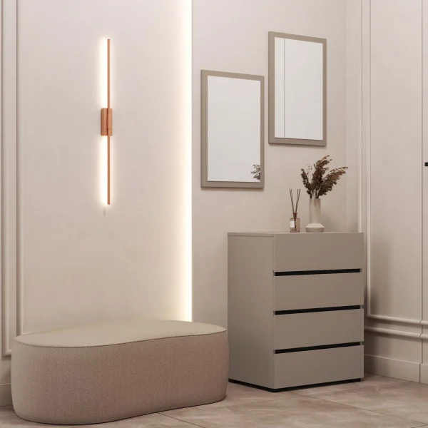 Cassettiera 60x79h cm 4 cassetti tortora Lolla