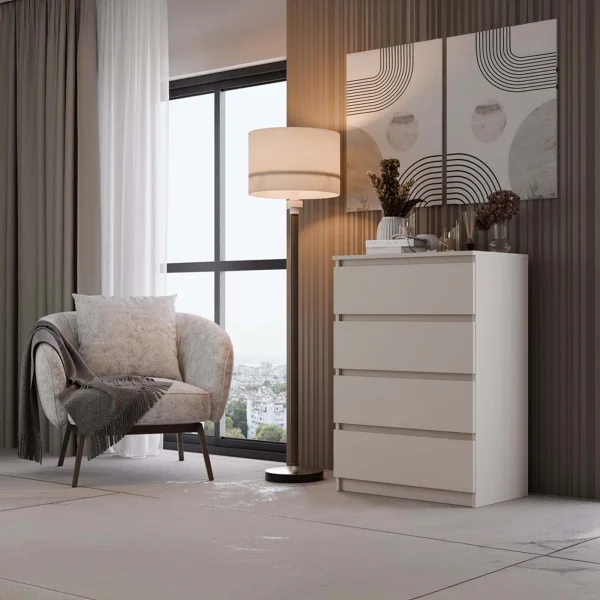 Cassettiera 70x97h cm 4 cassetti beige cashmere Kitri