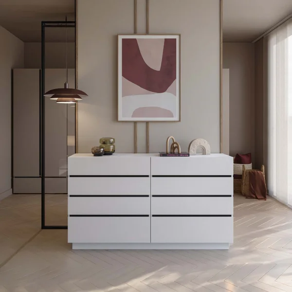 Cassettiera 80x85h cm 4 cassetti bianco opaco Lolla