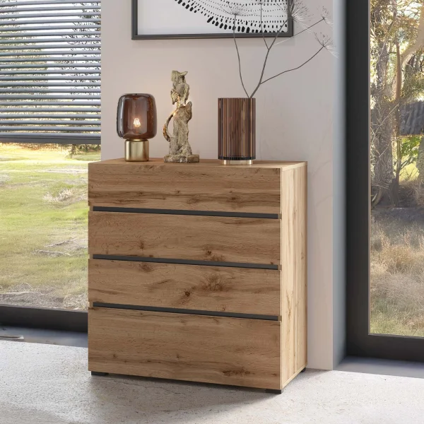 Cassettiera 80x85h cm 4 cassetti rovere Lolla