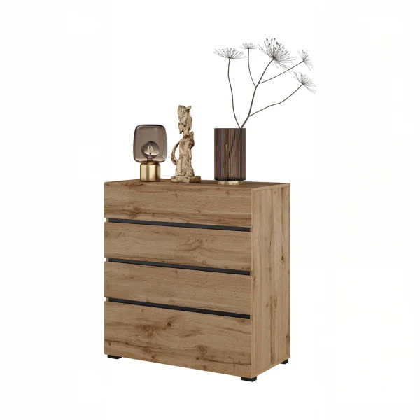 Cassettiera 80x85h cm 4 cassetti rovere Lolla