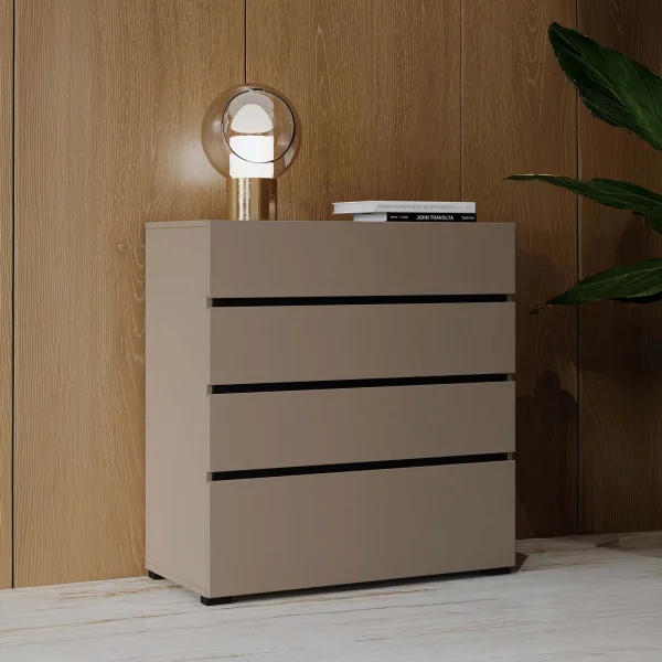 Cassettiera 80x85h cm 4 cassetti tortora Lolla