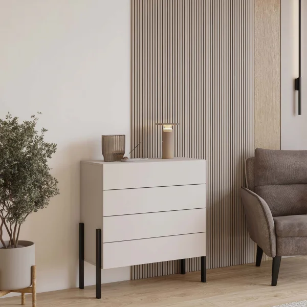 Cassettiera 84x90h cm 4 cassetti beige cashmere Simple