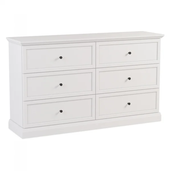 Cassettiera moderna 146x86h cm 6 cassetti shabby bianco Purro