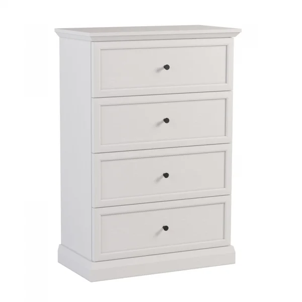 Cassettiera moderna 76x110h cm 4 cassetti shabby bianco Purro