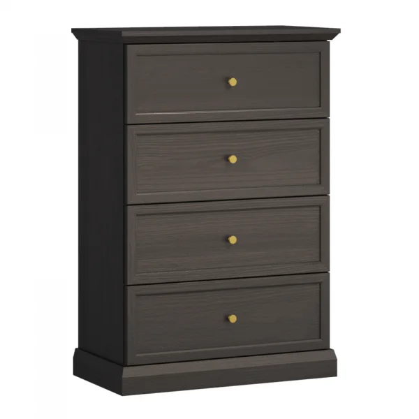 Cassettiera moderna 76x110h cm 4 cassetti shabby nero grafite Purro