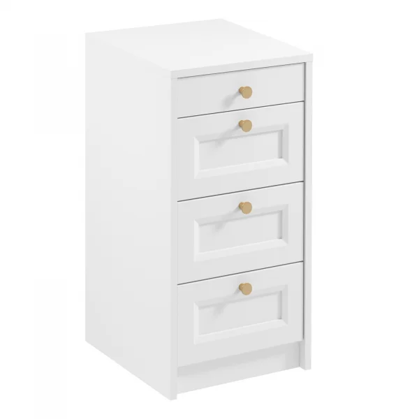 Cassettiera shabby 40x76h cm 4 cassetti bianco Shubo