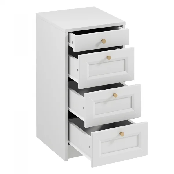 Cassettiera shabby 40x76h cm 4 cassetti bianco Shubo