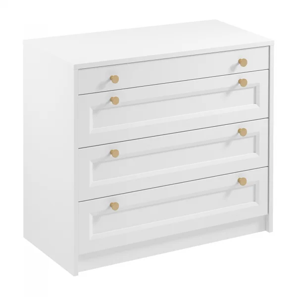 Cassettiera shabby 90x76h cm 4 cassetti bianco Shubo