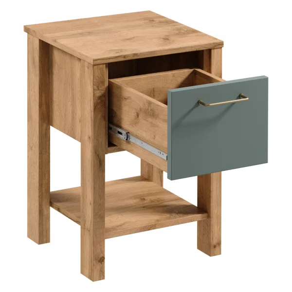 Comodino 42x59h cm 1 cassetto rovere verde Leave