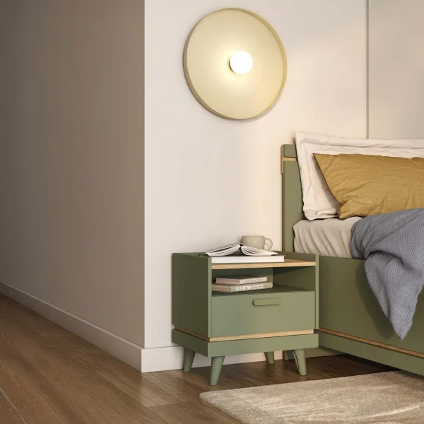 Comodino 50x51h cm 1 cassetto 1 ripiano verde salvia Yu