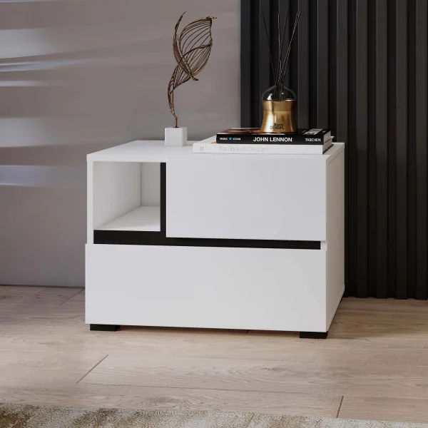 Comodino 55x40h cm con cassetti reversibile bianco opaco Lolla