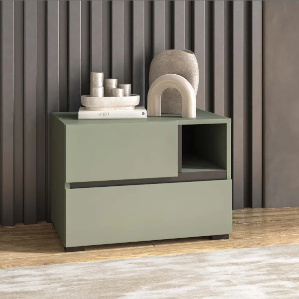 Comodino 55x40h cm con cassetti reversibile verde Lolla