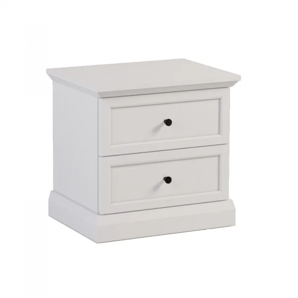 Comodino moderno 52x51h cm 2 cassetti shabby bianco Purro