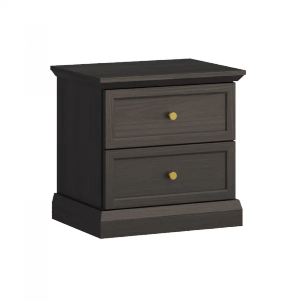 Comodino moderno 52x51h cm 2 cassetti shabby nero grafite Purro