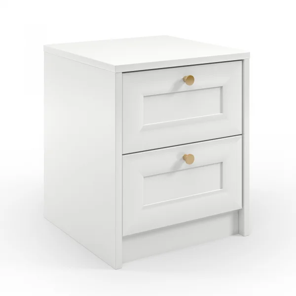 Comodino shabby 40x48h cm 2 cassetti bianco Shubo