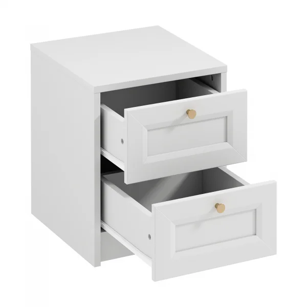 Comodino shabby 40x48h cm 2 cassetti bianco Shubo