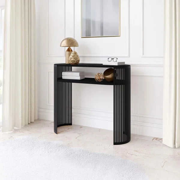 Consolle ingresso 100x86h cm con ripiano nero Elisera