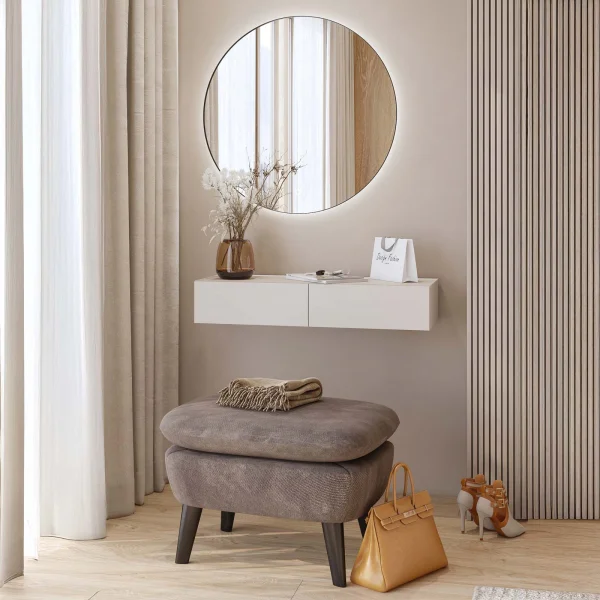 Consolle ingresso sospesa 90x17h cm 2 cassetti beige cashmere Simple