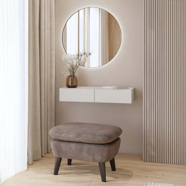 Consolle ingresso sospesa 90x17h cm 2 cassetti beige cashmere Simple