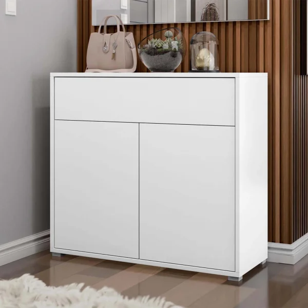Credenza 100x93h cm 1 cassetto 2 ante moderna bianco Eindhoven