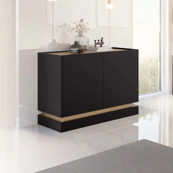 Credenza 120x75h cm 2 ante moderna nero rovere Rhea