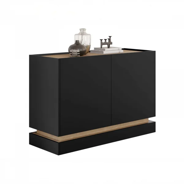 Credenza 120x75h cm 2 ante moderna nero rovere Rhea