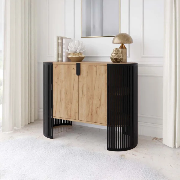Credenza 120x90h cm 2 ante moderna rovere nero Elisera