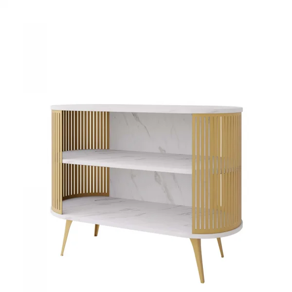 Credenza 120x90h cm con ripiani effetto marmo dorato Valeris