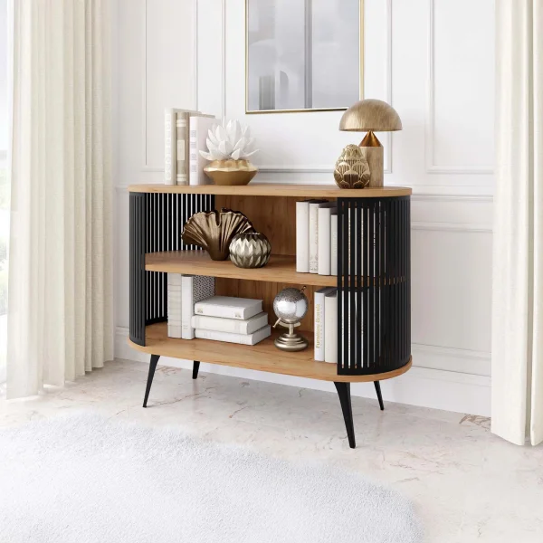 Credenza 120x90h cm con ripiani rovere nero Valeris